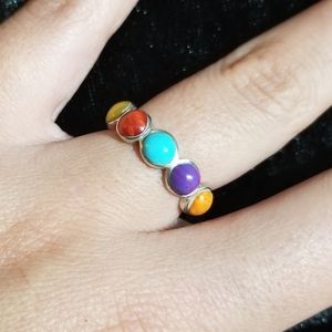 NEW Multi Gem Caboshon Cut; 925 Sterling Silver